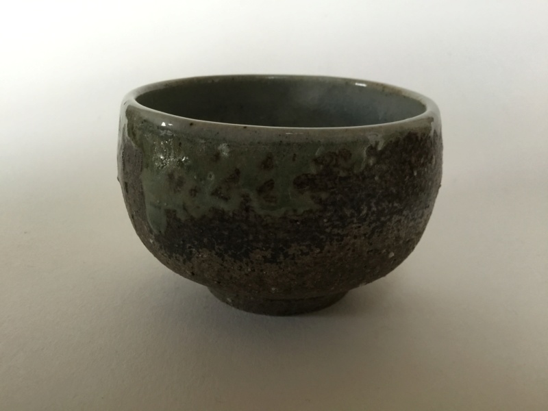 Japanese? Stoneware Yunomi celadon drip glaze, oriental mark? B4954510