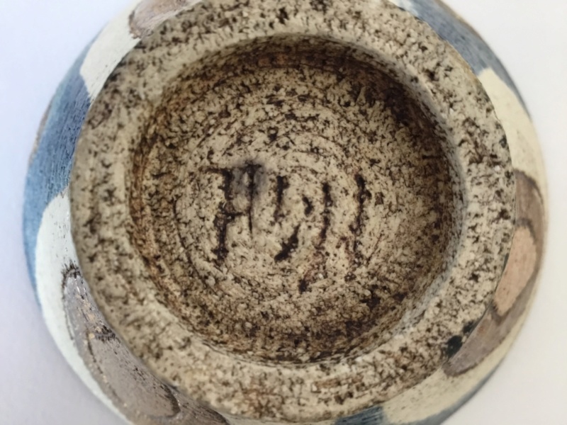 Stoneware flaired bowl, MGH mark?  Mary Gibson Horrocks? Mirka Golden-Hann? B61e4710