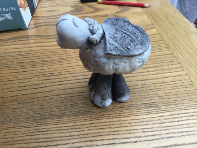 Raku sheep figurine I miss ewe, marked Befc8f10