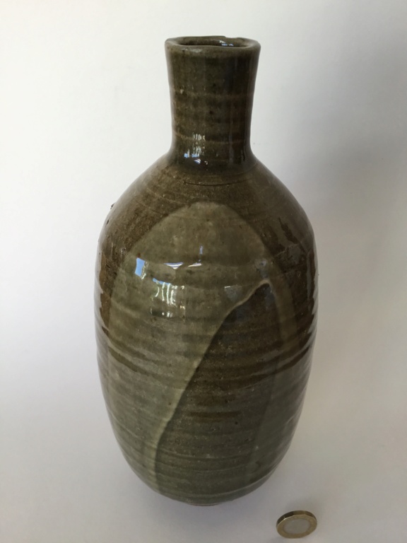 Ash glaze studio bottle vase, no mark Cca70410