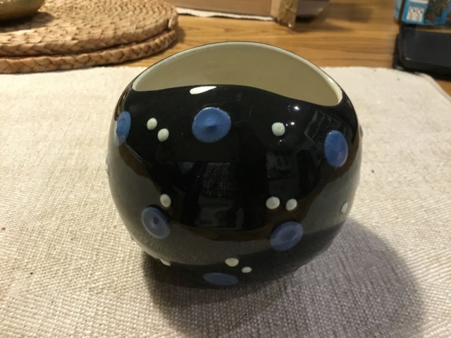 Dark Blue jar with raised spots. 220 mark on base - Hornsea Cf3b5810
