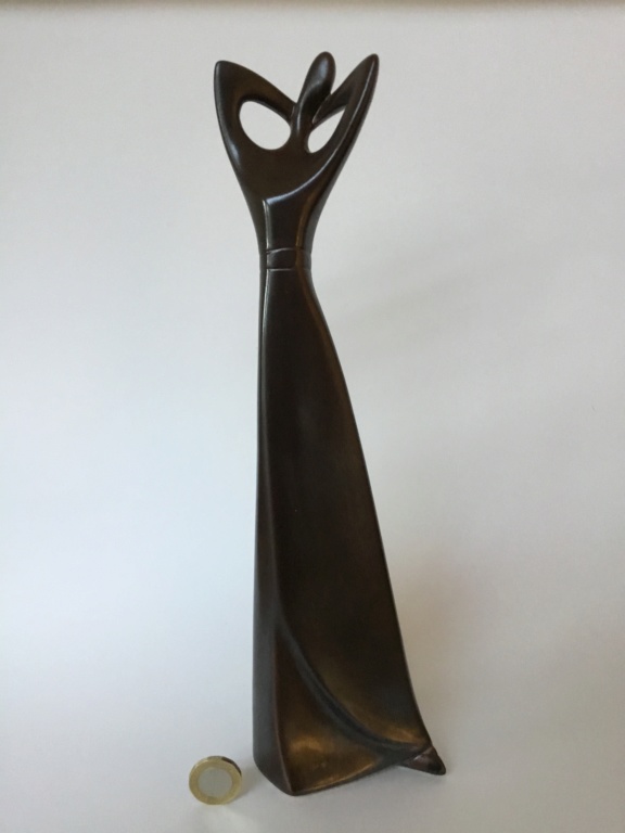 Brown glazed modernist female sculpture, Scandinavian ? Impressed mark D39c9a10