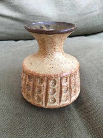 Studio ? speckled brown vase, 4” tall, 1970s style D68a0110