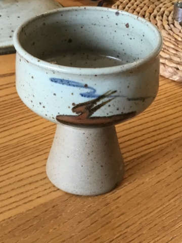 Studio stoneware goblet, f or if gothic mark - Lester Fudge D7951610