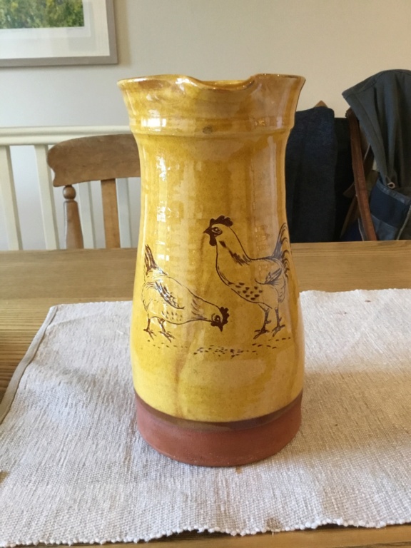 Traditional Slipware jug, chicken cockerel, Sheldon Pottery? Df048410