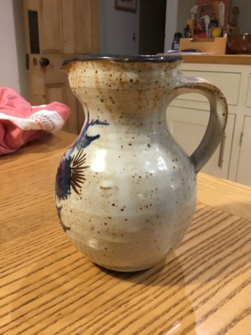 Stoneware studio thistle jug, GRM mark - probably Buxton Mill Pottery E06ab510