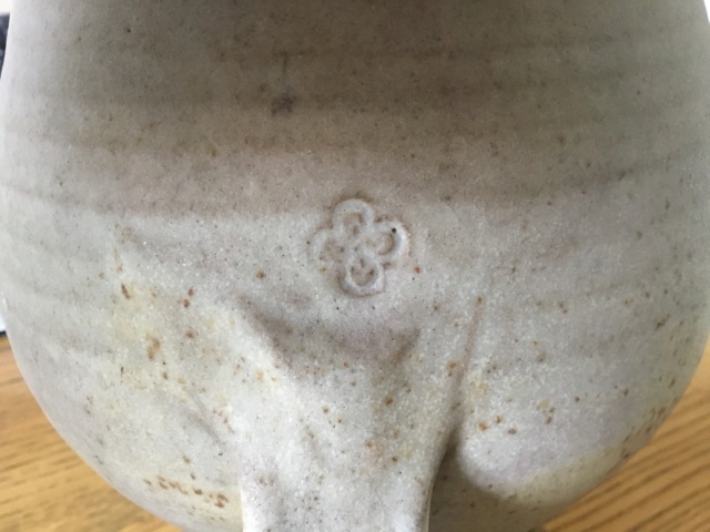 half glazed studio jug, 4 circles cross or flower mark Ea2ebb10