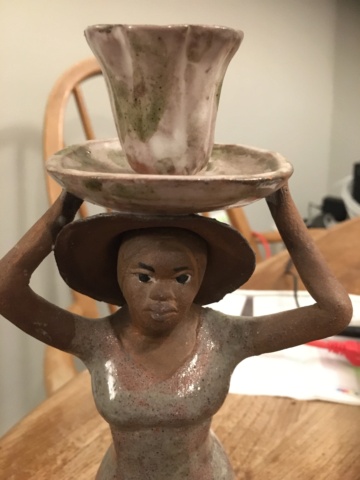 J MCDONALD BARBADOS Figural Lady Studio Candlestick Eca41410
