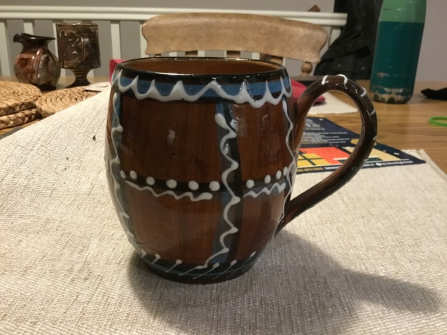 Slipware art pottery mug, Swiss?  F7543010