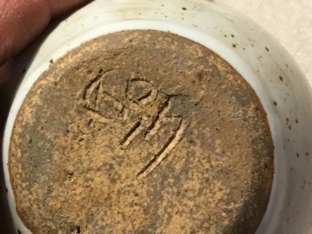Stoneware studio thistle jug, GRM mark - probably Buxton Mill Pottery Fb031b10