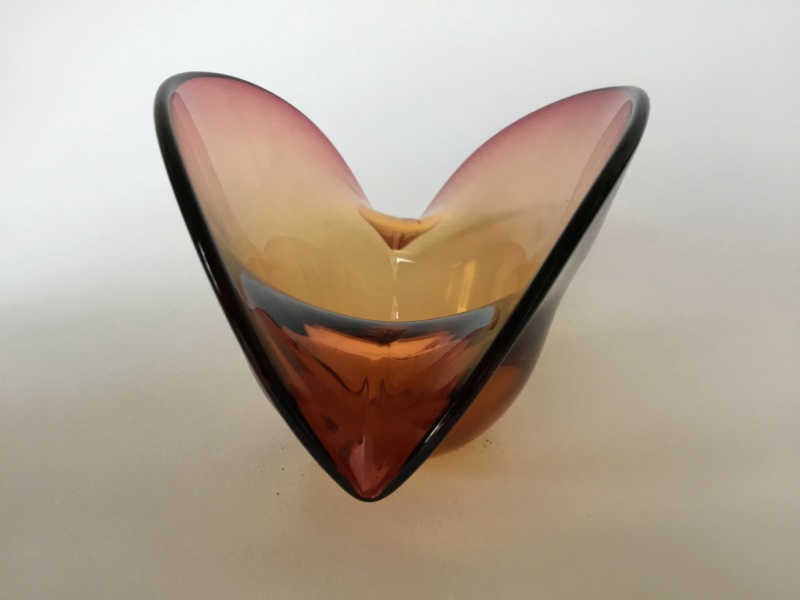 Lens cut curved top amber mauve bowl, - Murano Fcbd4510