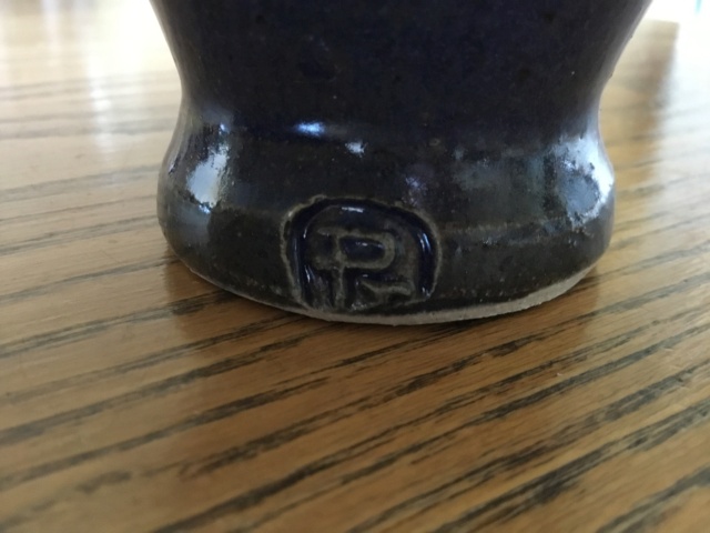 Blue stoneware studio vase P or PT mark - Patrick Taylor Fd27eb10