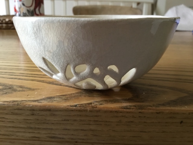Carved studio bowl, signed Fec1eb10