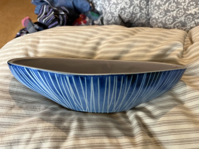 Blue striped studio bowl no mark Img_4020