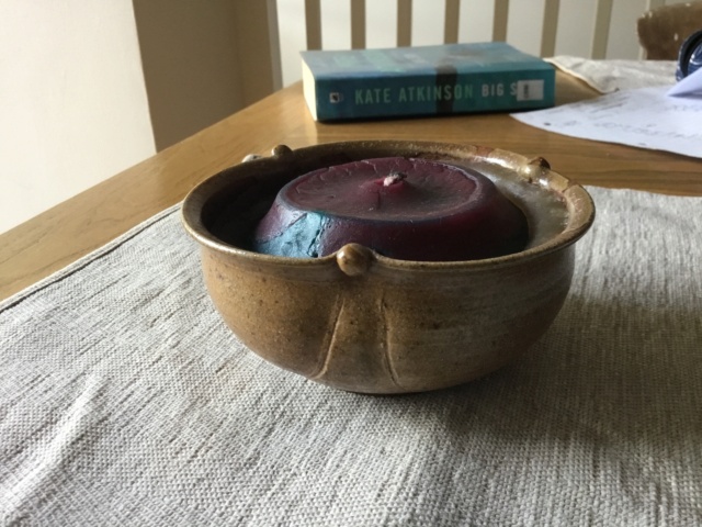 Stoneware Soda glaze studio bowl, shaped with mini balls Img_5121
