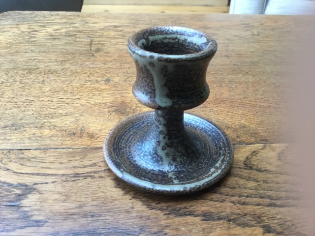 Studio pottery salt glazed candlestick Img_5312