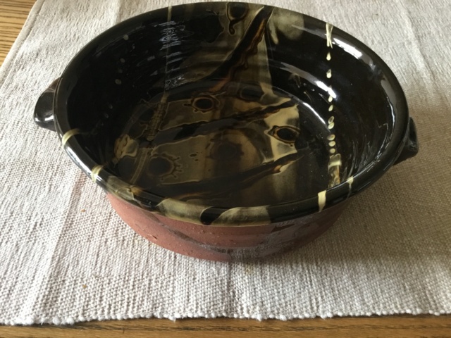 slipware studio bowl, Baker label - Russell Kingston  Img_5315
