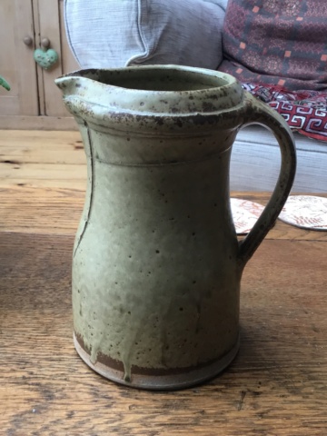Unmarked green studio jug stoneware Img_5328