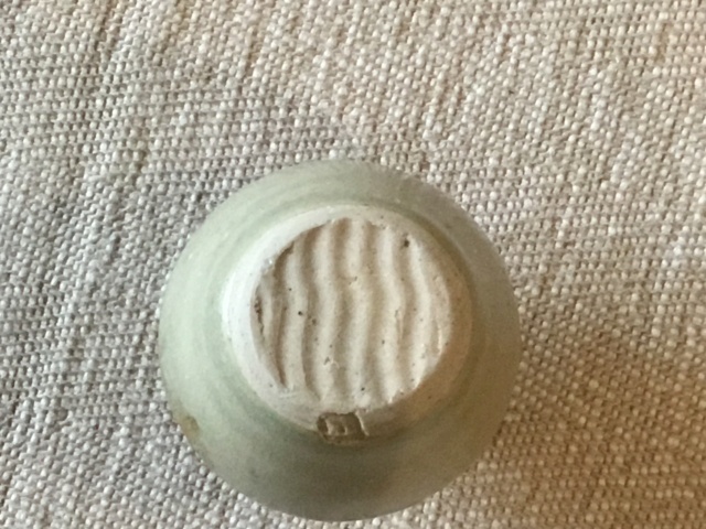 Miniature 2” studio stoneware vase, impressed mark Img_5346