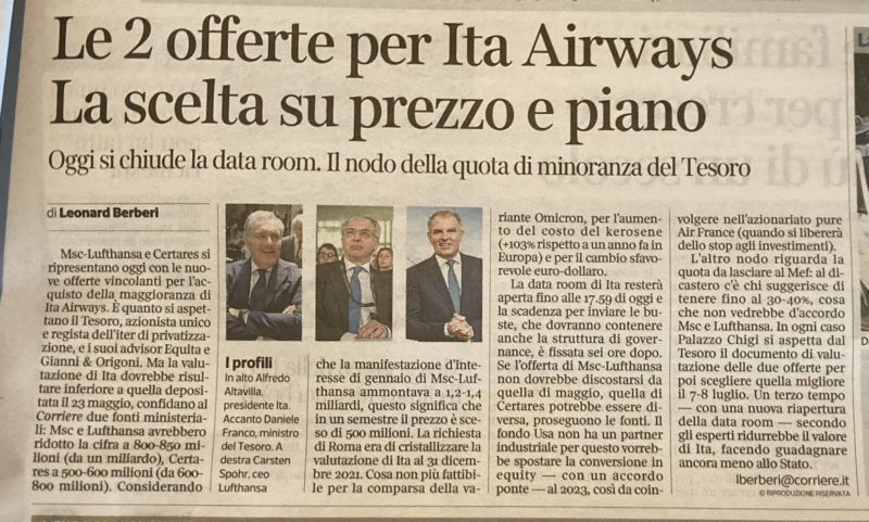 ITA Airways 2022 - Un anno in rosso - Pagina 8 08b5f910