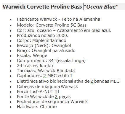Warwick Corvette Proline Bass - Ocean Blue Config10