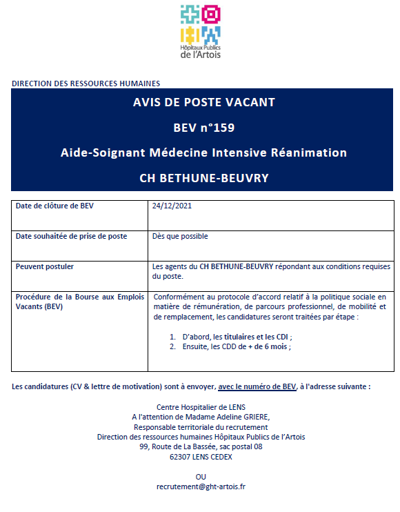 BEV 159 - Aide-Soignant Médecine Intensive Réanimation CHBB Captu200