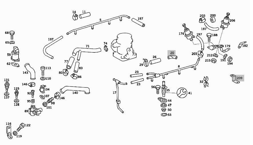 Moteur M116.982 Changement des durites et Nettoyage des injecteurs D-Jetronic Inject10