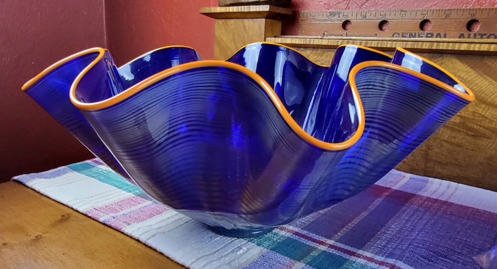 Help With Artists Signature-Art Glass Bowl; Hand Made 20240215