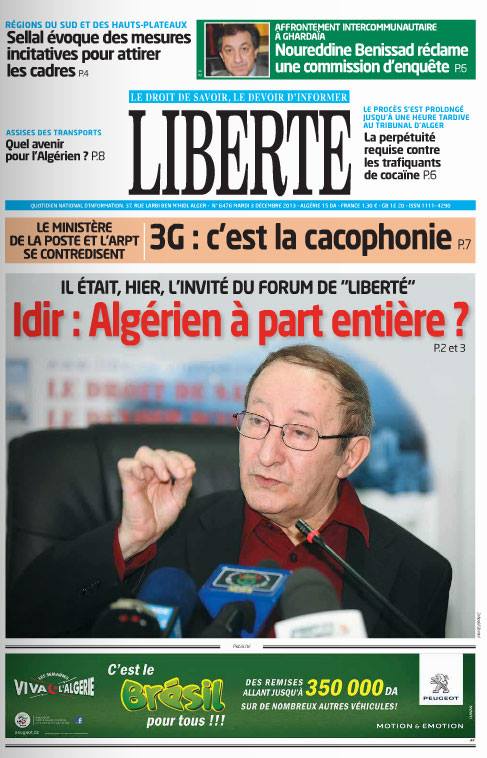 Idir au forum de Liberté 123