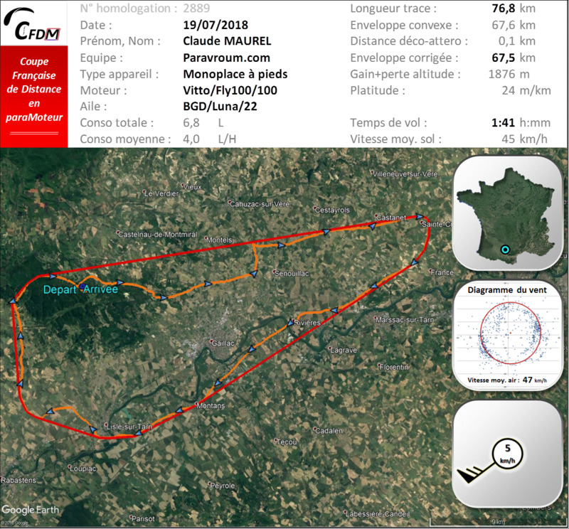 2889 - 19/07/18 - Claude MAUREL - 67 km - homologué 22_fi291