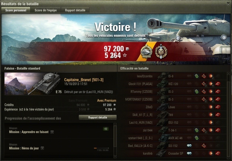 15/10/13 Record d'exp avec le E-75 Wot210