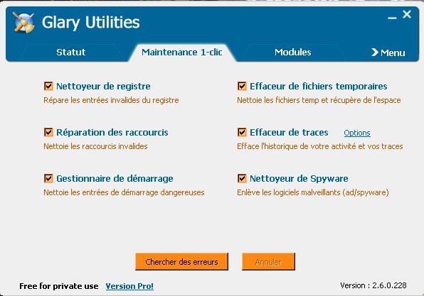 Logiciel Glary Utilities - Outil de maintenance - Nettoyeur Captur21