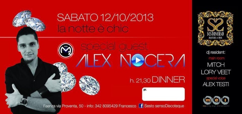 Sabato 12.10 @SestoSenso (Faenza) - Special Guest ALEX NOCERA Facebo12