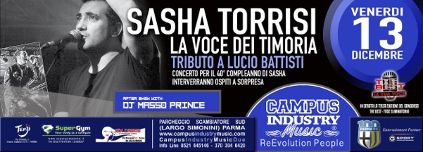 Venerdì 13.12 @campus Industry - SASHA TORRISI Tributo a Lucio Battisti + DJ SHOW LA MASSOPRINCE Flyer_14