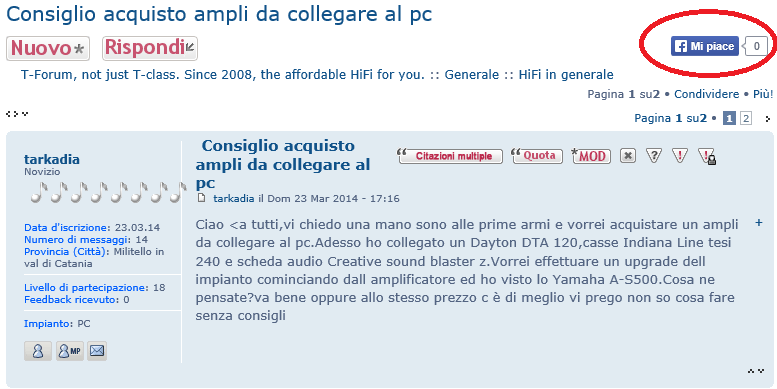 Pulsante "Mi piace" per le discussioni Tforum10