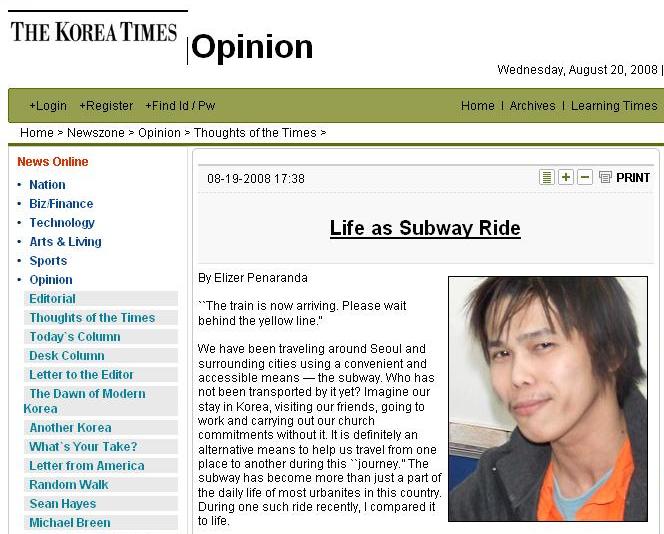The Korea Times: Life as Subway Ride Elliz10