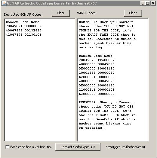 GCN Action Replay To Gecko CodeType Converter Gcnart10