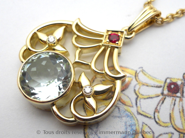 Pendentif or 18 K  avec une aigue-marine de 10 mm ( taillée par Patrick Dubuc ) Dscn1713