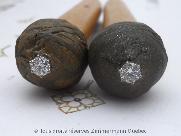 Boucle oreille diamants avec chaton en palladium - B.O. Diamants chaton en palladium Dscn5139