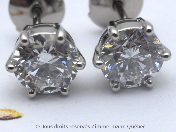 Boucle oreille diamants avec chaton en palladium - B.O. Diamants chaton en palladium Dscn5140