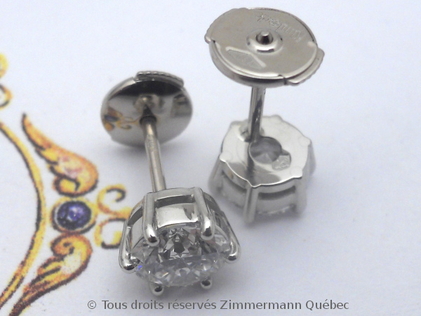 Boucle oreille diamants avec chaton en palladium - B.O. Diamants chaton en palladium Dscn5141