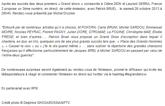 "Patrick Bruel, le grand show" sur France 2 (26 octobre 2013 à 20h45) 210