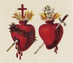 Jolie médaille de dévotion des cœurs sacrés Jésus & Marie - XVIIIème Coeurs10