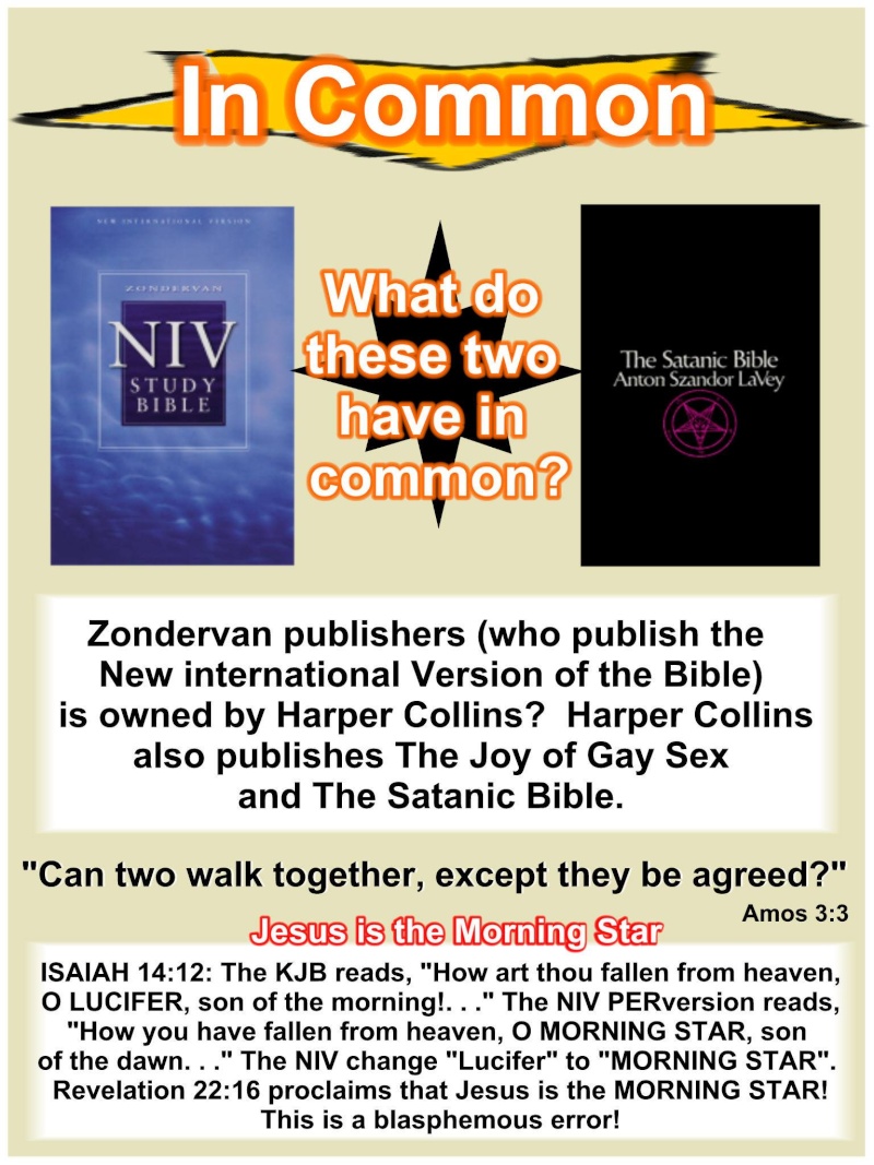 WHAT DOES THE NIV STUDY BIBLE AND THE SATANIC BIBLE HAVE IN COMMON? 14906710