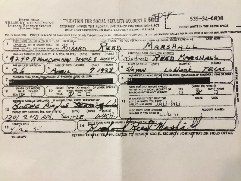 Rick Marshall SSN application Marsha10