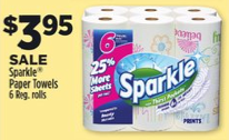 Sparkle Paper Towels 6-pk only $2.45 at Dollar General Screen67