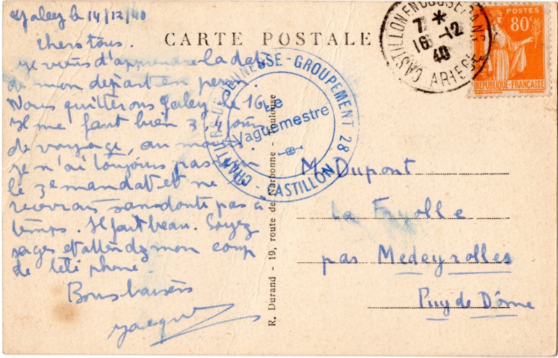 Tarif des cartes postales pendant la Deuxième Guerre mondiale 1940_c13