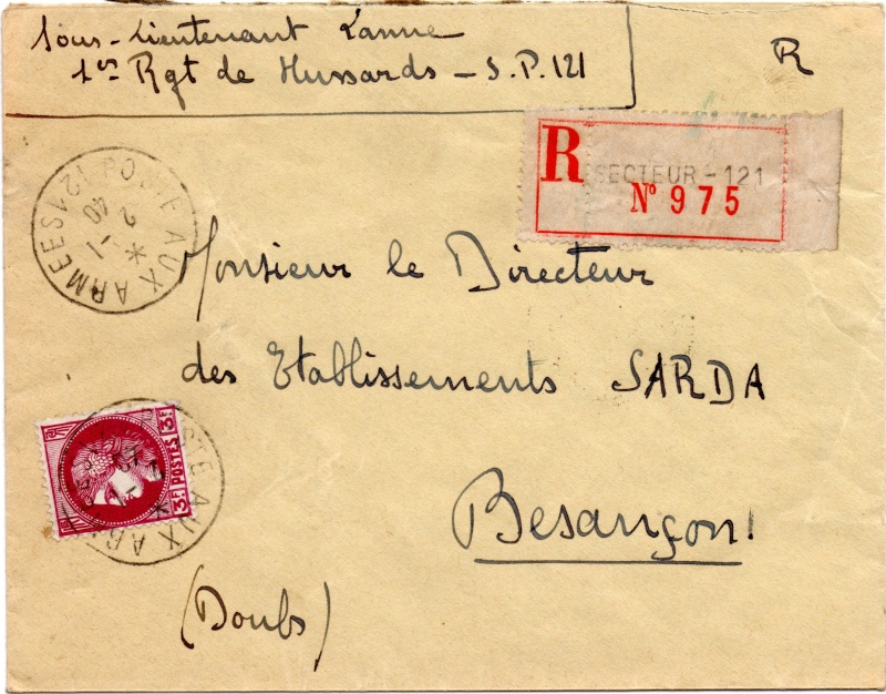 Tarif de la recommandation pendant la Deuxième Guerre mondiale 1940_r10