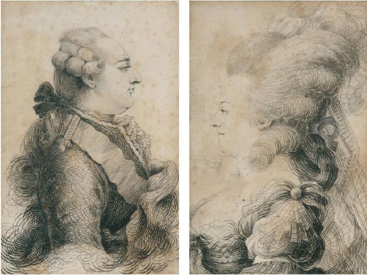 Les Bernard : portraits calligraphiques, dit au trait de plume, de Marie-Antoinette et Louis XVI Bernar12