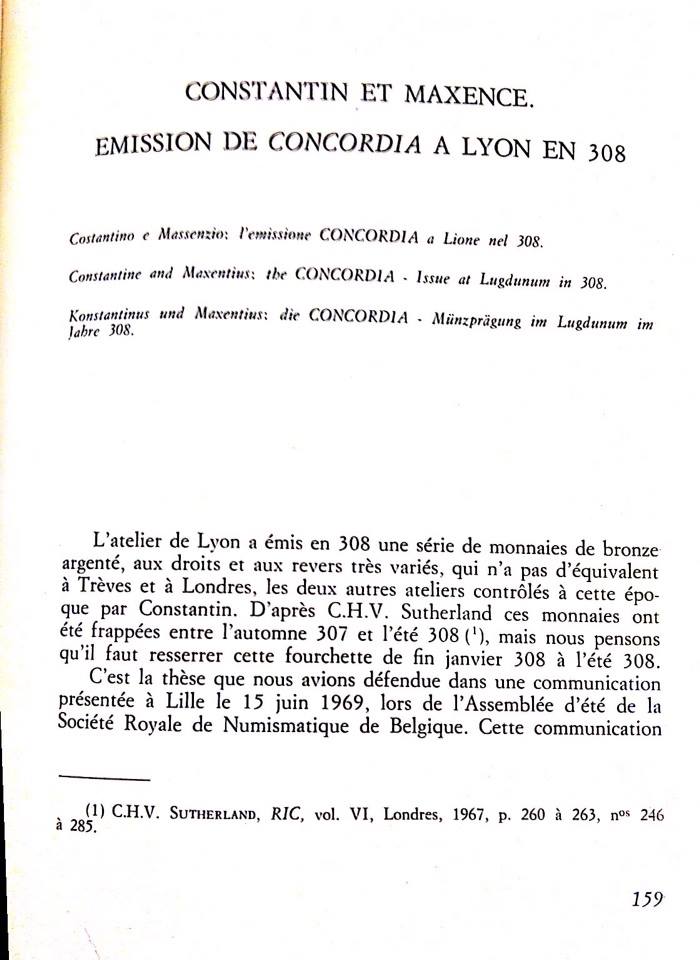 CONSTANTIN ET MAXENCE. EMISSION DE CONCORDIA A LYON EN 308 ( 110